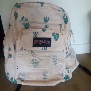 Jansport Beige Backpack with Cactus Design